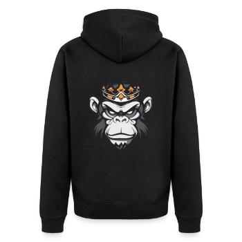 Monkey Crown - Unisex Premium Organic Zip Hoodie - black - Back - Nico (187cm)