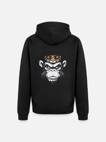Monkey Crown - Unisex Premium Organic Zip Hoodie - black