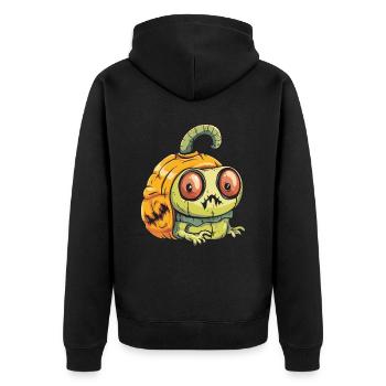 Schnecke Halloween Zombie - Unisex Premium Bio Zip Hoodie - Schwarz - Hinten - Nico (187cm)