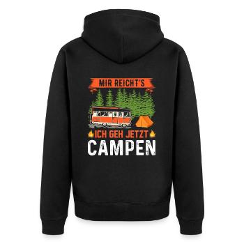 Mir reicht´s, ich geh jetzt campen - Unisex Premium Bio Zip Hoodie - Schwarz - Hinten - Nico (187cm)