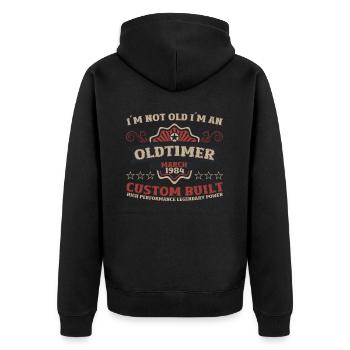 40th Birthday March Vintage 1984 Classic Car - Unisex Premium Organic Zip Hoodie - black - Back - Nico (187cm)
