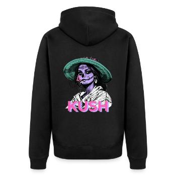 LA CATRINA KUSH POUR LES AMATEURS D’INDICA ET DE MEXIQUE - Veste à capuche bio Premium Unisexe - noir - Dos - Nico (187cm)