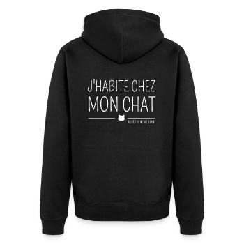 J'habite chez mon chat (mais...) - Veste à capuche bio Premium Unisexe - noir - Dos - Nico (187cm)