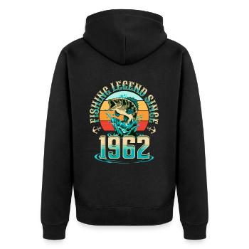 Pêcheur Né En 1962, 60 Ans Anniversaire - Veste à capuche bio Premium Unisexe - noir - Dos - Nico (187cm)
