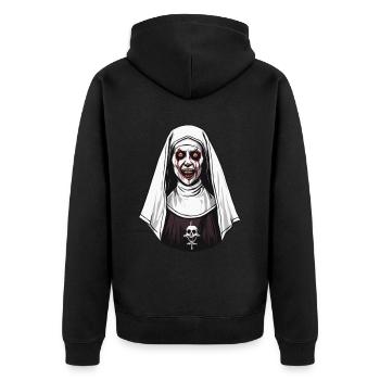 Horror Nun Halloween Creepy - Unisex Premium Organic Zip Hoodie - black - Back - Nico (187cm)