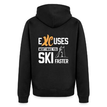 XC Ausreden Langlauf Langlauf Ski Nordischer Ski Biathlon - Unisex Premium Bio Zip Hoodie - Schwarz - Hinten - Nico (187cm)