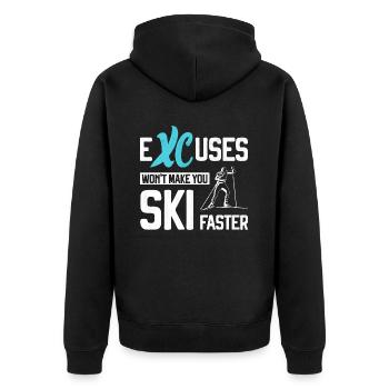 Cross Country Skiing XC Excuses Nordic Skiing - Unisex Premium Organic Zip Hoodie - black - Back - Nico (187cm)