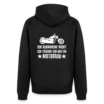 Motorrad - Unisex Premium Bio Zip Hoodie - Schwarz - Hinten - Nico (187cm)