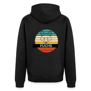 Fuchs oder was? - Unisex Premium Bio Zip Hoodie - Schwarz - Hinten - Nico (187cm)