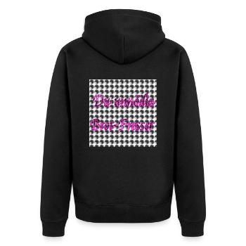 Du unnödia Brot-Fresser - Spruch - Unisex Premium Bio Zip Hoodie - Schwarz - Hinten - Nico (187cm)