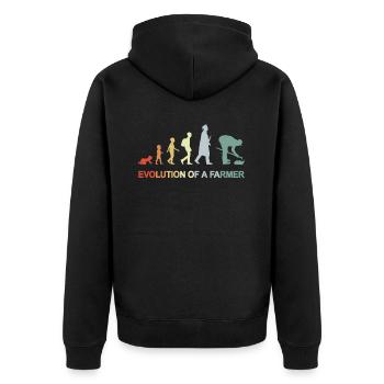 Entwicklung Kind zum Bauern - Unisex Premium Bio Zip Hoodie - Schwarz - Hinten - Nico (187cm)