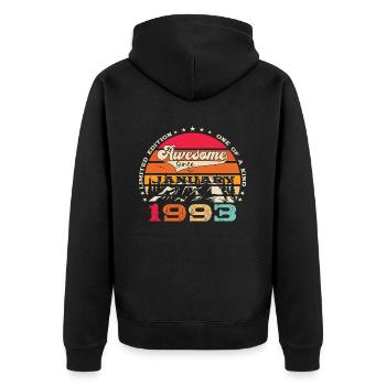 Born 1993 January 30th birthday Gift man - Unisex Premium Organic Zip Hoodie - black - Back - Nico (187cm)
