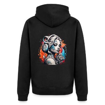 Tattoo Girl - define your own rhythm - Unisex Premium Organic Zip Hoodie - black - Back - Nico (187cm)