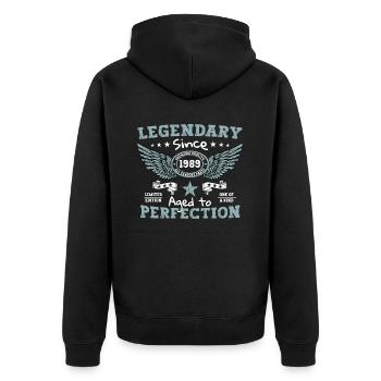 Legendary since 1989 33rd birthday gift - Unisex Premium Organic Zip Hoodie - black - Back - Nico (187cm)