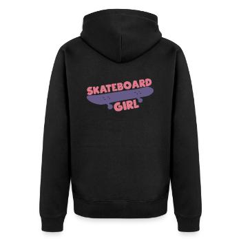 Skateboarding Girl - Unisex Premium Bio Zip Hoodie - Schwarz - Hinten - Nico (187cm)