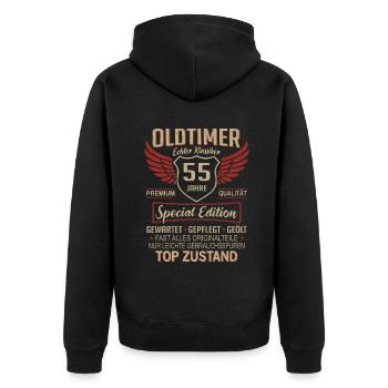 55. Geburtstag 55 Jahre Einzigartiger Oldtimer - Unisex Premium Bio Zip Hoodie - Schwarz - Hinten - Nico (187cm)