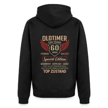 60. Geburtstag 60 Jahre Einzigartiger Oldtimer 60 - Unisex Premium Bio Zip Hoodie - Schwarz - Hinten - Nico (187cm)