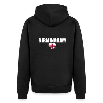 Birmingham England Vintage Englische Flagge - Unisex Premium Bio Zip Hoodie - Schwarz - Hinten - Nico (187cm)