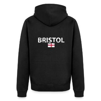 Bristol England Vintage Englische Flagge Engländer - Unisex Premium Bio Zip Hoodie - Schwarz - Hinten - Nico (187cm)
