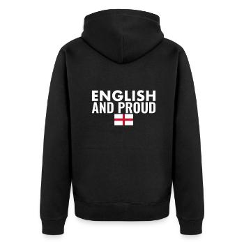 English And Proud Englische Flagge England - Unisex Premium Bio Zip Hoodie - Schwarz - Hinten - Nico (187cm)