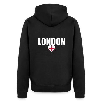 Londres Angleterre Anglais Drapeau Anglais - Veste à capuche bio Premium Unisexe - noir - Dos - Nico (187cm)