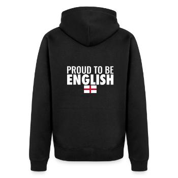 Proud To Be English Englische Flagge England - Unisex Premium Bio Zip Hoodie - Schwarz - Hinten - Nico (187cm)