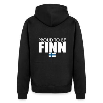 Proud To Be Finn Finnland Finnische Flagge Finne - Unisex Premium Bio Zip Hoodie - Schwarz - Hinten - Nico (187cm)