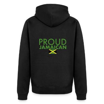 Proud Jamaican Jamaica Jamaican Flag - Unisex Premium Organic Zip Hoodie - black - Back - Nico (187cm)