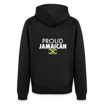 Proud Jamaican Jamaica Jamaican Flag - Unisex Premium Organic Zip Hoodie - black - Back - Nico (187cm)