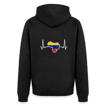 Venezuela Herzschlag Karte Flagge Venezolaner - Unisex Premium Bio Zip Hoodie - Schwarz - Hinten - Nico (187cm)