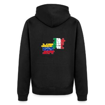 Venezuela Italien Flagge Italiener Venezolaner - Unisex Premium Bio Zip Hoodie - Schwarz - Hinten - Nico (187cm)