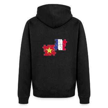 Vietnam France Flag French Vietnamese - Unisex Premium Organic Zip Hoodie - black - Back - Nico (187cm)