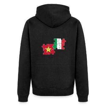 Vietnam Italien Flagge Italiener Vietnamese - Unisex Premium Bio Zip Hoodie - Schwarz - Hinten - Nico (187cm)