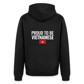 Proud To Be Vietnamese Vietnam Flagge - Unisex Premium Bio Zip Hoodie - Schwarz - Hinten - Nico (187cm)