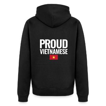 Proud Vietnamese Vietnam Vietnamesische Flagge - Unisex Premium Bio Zip Hoodie - Schwarz - Hinten - Nico (187cm)