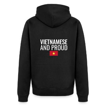 Vietnamese And Proud Vietnam Vietnamesische Flagge - Unisex Premium Bio Zip Hoodie - Schwarz - Hinten - Nico (187cm)