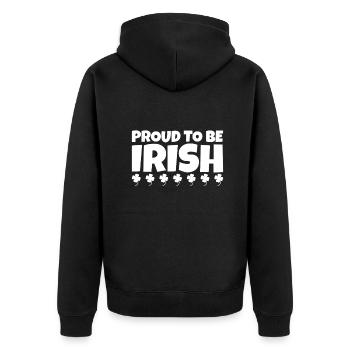 Proud To Be Irish Irland Irische Kleeblatt - Unisex Premium Bio Zip Hoodie - Schwarz - Hinten - Nico (187cm)