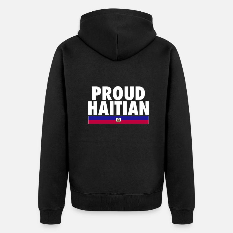 Fier drapeau haïtien haïtien - Veste à capuche bio Premium Unisexe - noir