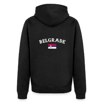 Belgrade Serbie Drapeau serbe Fier Serbe - Veste à capuche bio Premium Unisexe - noir - Dos - Nico (187cm)