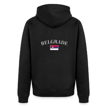 Belgrade Serbie Drapeau serbe Fier Serbe - Veste à capuche bio Premium Unisexe - noir - Dos - Nico (187cm)
