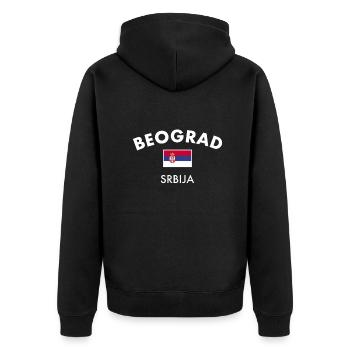 Belgrade Belgrade Serbie Serbie Drapeau - Veste à capuche bio Premium Unisexe - noir - Dos - Nico (187cm)