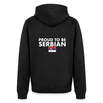 Fier d’être serbe Serbie Drapeau serbe Serbie - Veste à capuche bio Premium Unisexe - noir - Dos - Nico (187cm)