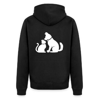Simple Cat Dog / Cat and Dog / Animal Lover - Unisex Premium Organic Zip Hoodie - black - Back - Nico (187cm)