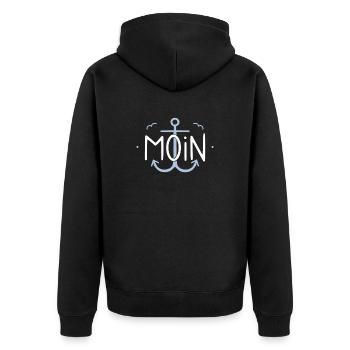 Moin Anker - Unisex Premium Bio Zip Hoodie - Schwarz - Hinten - Nico (187cm)