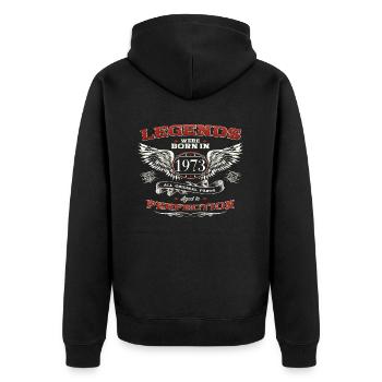 50. Geburtstag Mann Legende Jahrgang 1973 Oldtimer - Unisex Premium Bio Zip Hoodie - Schwarz - Hinten - Nico (187cm)