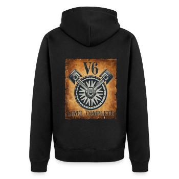 6 Zylinder Tuner Tuning V6 - Unisex Premium Bio Zip Hoodie - Schwarz - Hinten - Nico (187cm)