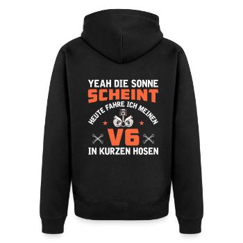 6 Zylinder Tuner Tuning V6 - Unisex Premium Bio Zip Hoodie - Schwarz - Hinten - Nico (187cm)
