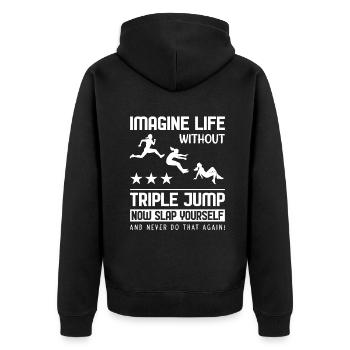 So it begins the countdown till Tripple Jump - Unisex Premium Bio Zip Hoodie - Schwarz - Hinten - Nico (187cm)