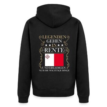 Rentner Rente Rentenbeginn Malta - Unisex Premium Bio Zip Hoodie - Schwarz - Hinten - Nico (187cm)