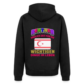 Rentner Rente Rentenbeginn Zypern - Unisex Premium Bio Zip Hoodie - Schwarz - Hinten - Nico (187cm)